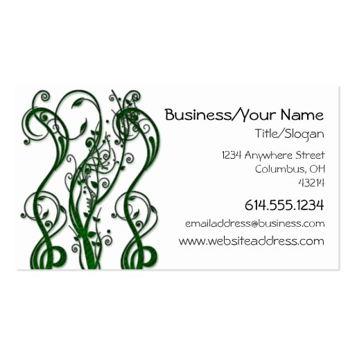 Green Leafy Vines Designed Business Card (front side)