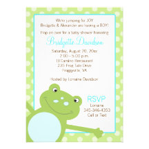 Green Leap Frog Shower Invitation 2 sided invite