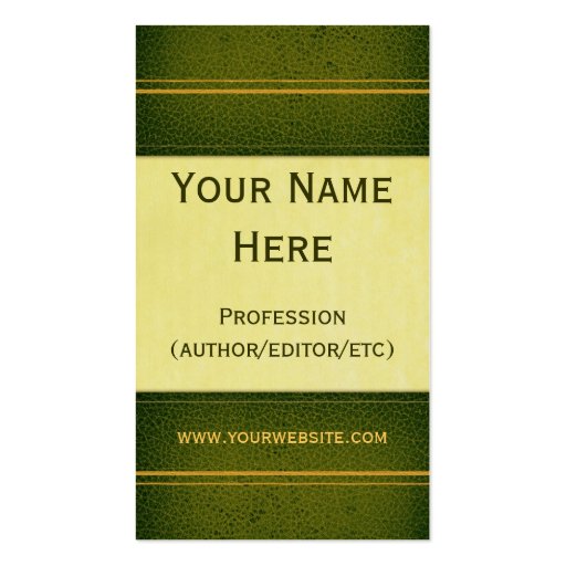 Green Leather Book Business Card (front side)