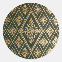 Green Leather Gold Embossed Pattern Stickers