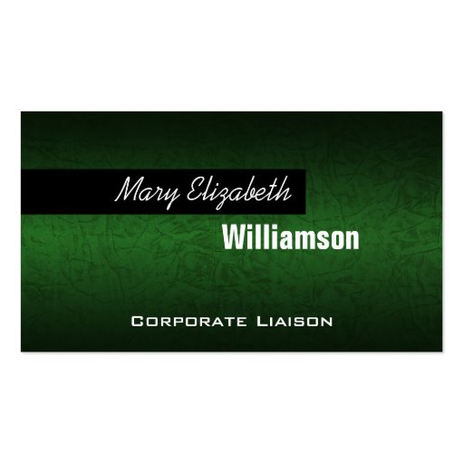 Green Leather Modern Professional Business Cards (front side)