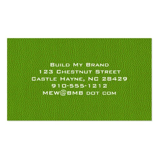 Green Leather Modern Professional Business Cards (back side)