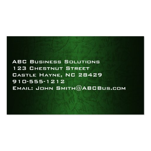 Green Leather Professional Standard Business Card (back side)