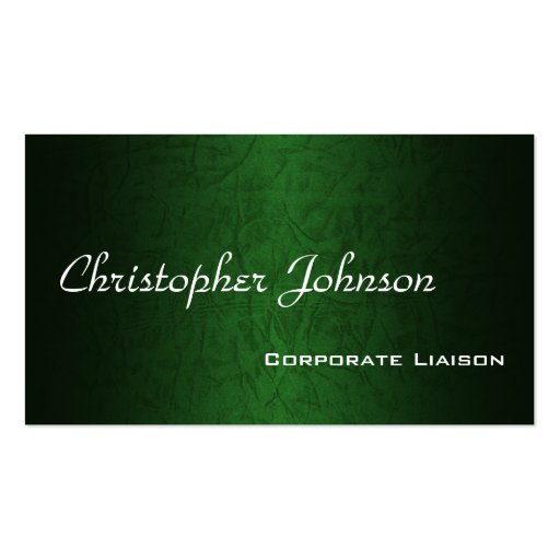 Green Leather Professional Standard Business Card (front side)