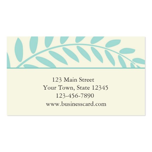 Green Leaves, Branch Border Business Card Templates (back side)