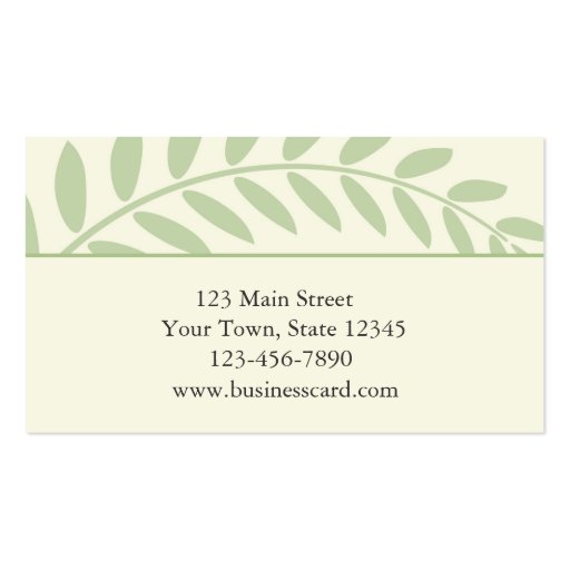 Green Leaves, Branch Border Business Card Template (back side)