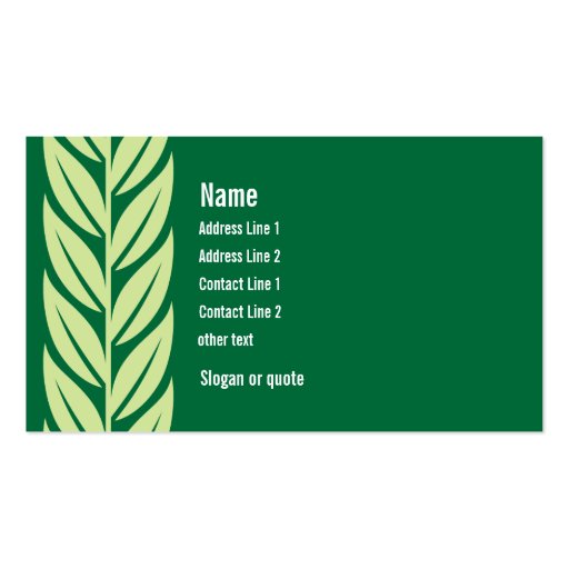 Green Leaves Business Card (front side)
