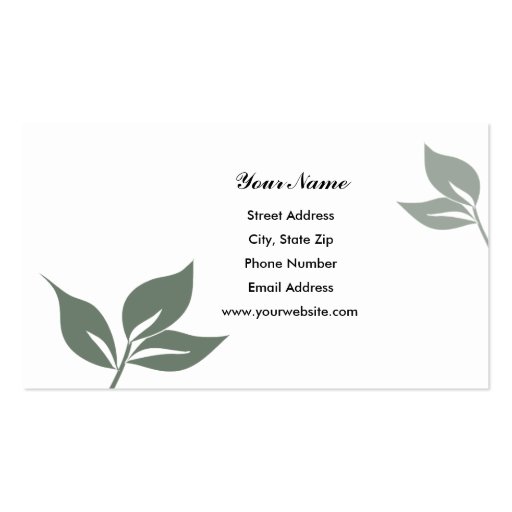 Green Leaves Business Cards (front side)