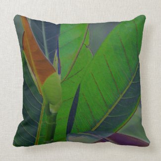 Green Leaves Close-Up Pillow