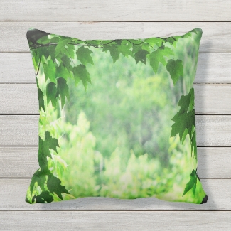 Green Leaves Outdoor Pillow