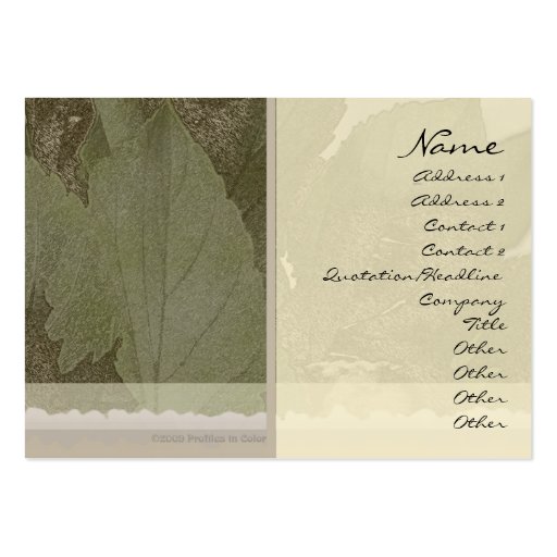 Green Leaves Profile Card Business Cards (front side)