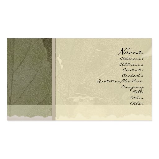 Green Leaves Profile Card Business Cards