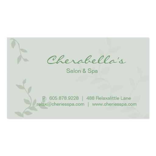 Green Leaves Salon & Spa Manicure Business Card (front side)
