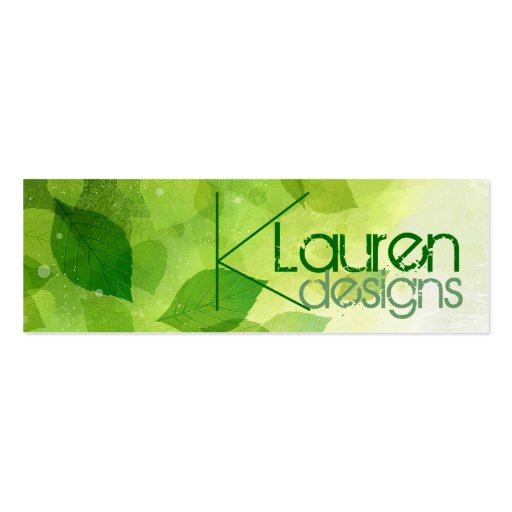 green leaves skinny business card (front side)