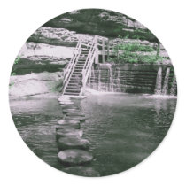 Green Leaves Round Sticker