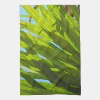 Green Leaves, Sunlight and Blue Sky Towel