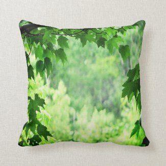 Green Leaves Throw Pillows