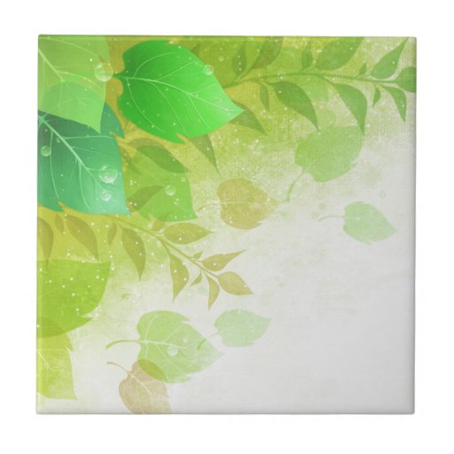 green leaves tile Zazzle
