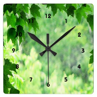 Green Leaves Wall Clocks