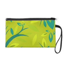 Green Leaves Wristlet Clutches