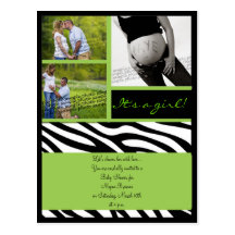 Green leopard Baby Shower Invite Postcard