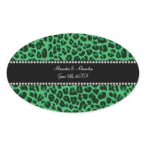 Green leopard pattern wedding favors stickers
