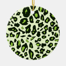 Green leopard print christmas tree ornaments