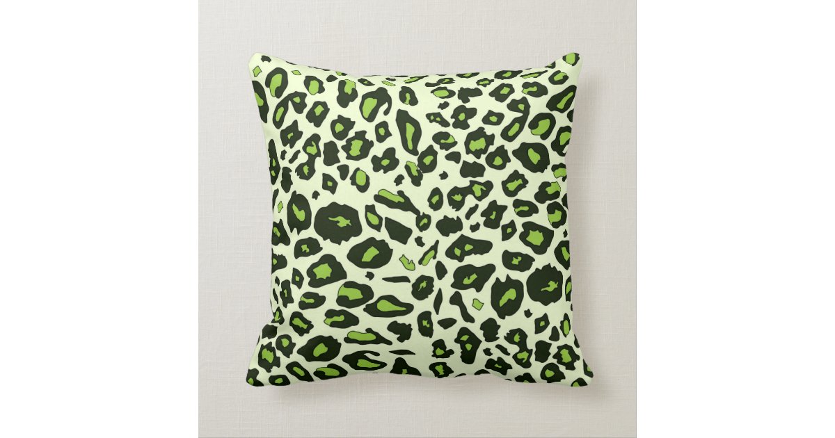 Green leopard print throw pillow Zazzle