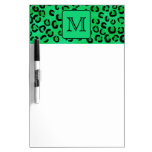 Green Leopard Print with Custom Monogram. Dry-Erase Board