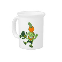 Green Leprechaun Balancing a Pot on his Head pitchers