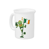 Green Leprechaun Singing on a Flag Pole pitchers