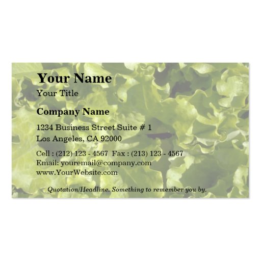 Green lettuce business cards (front side)