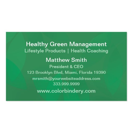 Green Life Business Card (back side)