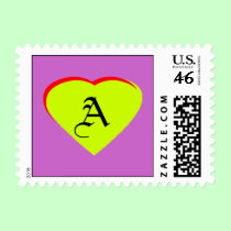 Green Light - Red Heart Letter A The MUSEUM stamps