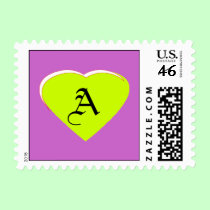 Green Light - White Heart Letter A The MUSEUM postage