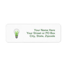 Green Lightbulb Symbol Custom Return Address Label