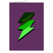 Green Lighting Thunder Bolt Greeting Cards