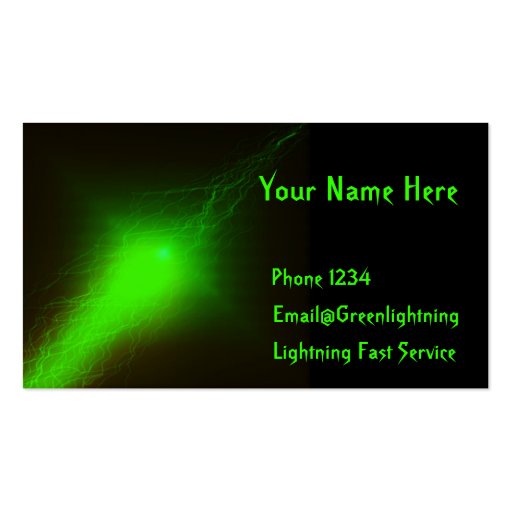 Green Lightning Business Card (front side)