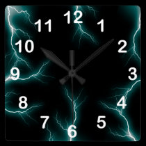 Green Lightning  Numbered Wall Clock wall clocks