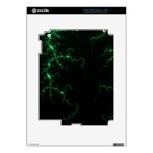 Green Lightnings on Black - fractal design Skins For The iPad 2