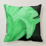 Green Lily Flower Throw Pillow pillows