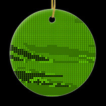 GREEN LIME BLACK NEON RETRO DOTS ART ornaments