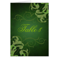 Green & Lime Scroll Table Card