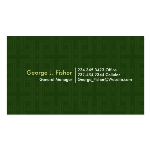 Green Lines Modern Business Card (back side)