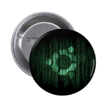 Green Linux Terminal Pinback Button