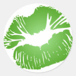 Green Lips Round Stickers