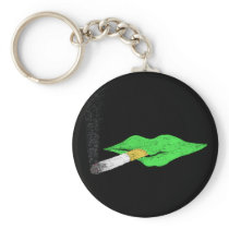 Green Lips Smoking Key Chain