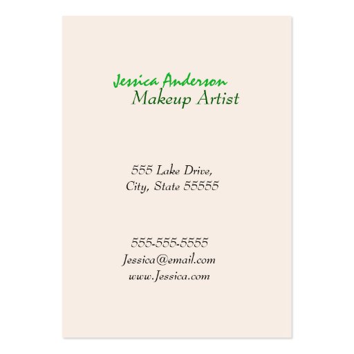 Green Lipstick Makeup Artist Business Card Template (back side)