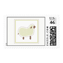 Green Little Lamb Postage Stamp