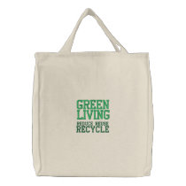 GREEN LIVING EMBROIDERED REUSABLE TOTE embroidered bags by iLUVIT GREEN LIVING EMBROIDERED REUSABLE TOTE embroidered bags